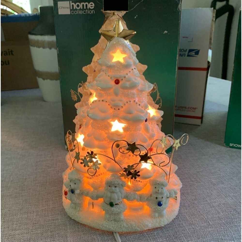 Vintage JCP Home Ivory Porcelain Christmas Tree Night Light